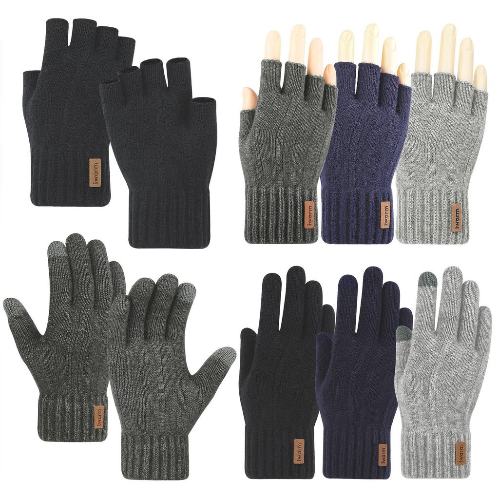 Alpaca Wool Knitted Warm Gloves for Men and Women Cold Proof Touch Screen Gloves for Autumn and Winter