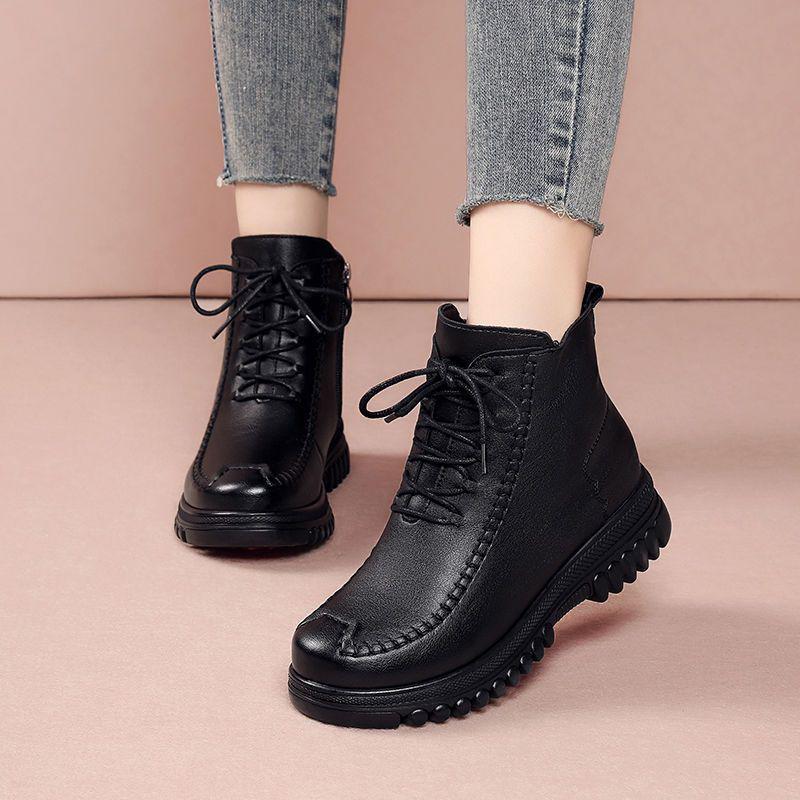 Women's Mid-Calf Winter Cotton Boots: Fleece-Lined, Thick-Soled, Non-Slip, Versatile, Comfortable, Fashionable, Available In Large Sizes.