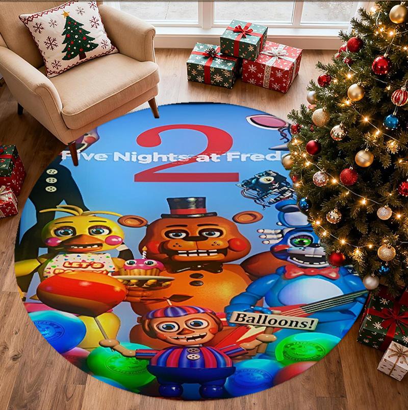 Five Nights at Freddy's Pattern Round Rug, Indoor/Outdoor Mat, for Picnic, Gameroom, Bedroom, Office, Living Room, Home Decor Carpet, Birthday Gift