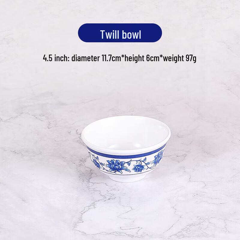 Jiuyue Mei A5 Blue & White Imitation Porcelain Melamine Bowls