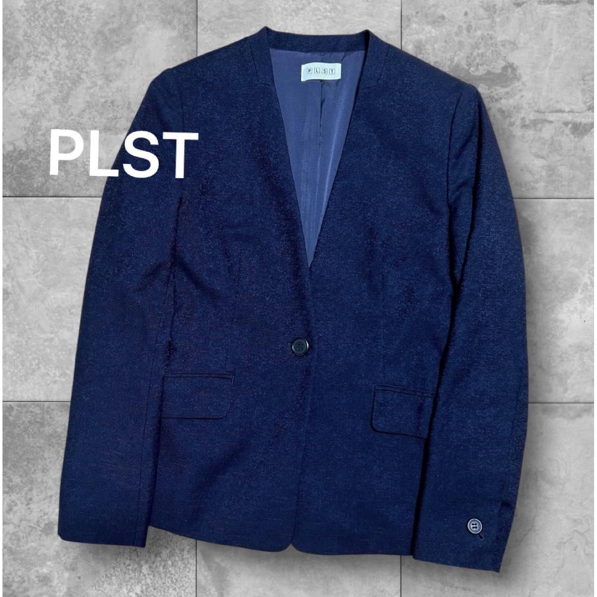 Good Condition PLST Slab Stretch Colorless Jacket Navy M Washable Collarless Jacket Plaste Navy