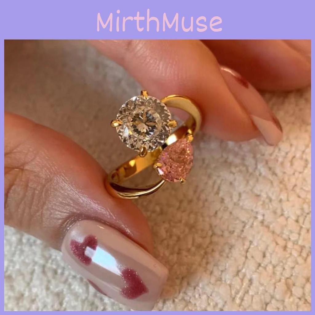 Elegant French Dual Stone Adjustable Ring For Women Chic Summer Fashion 2024