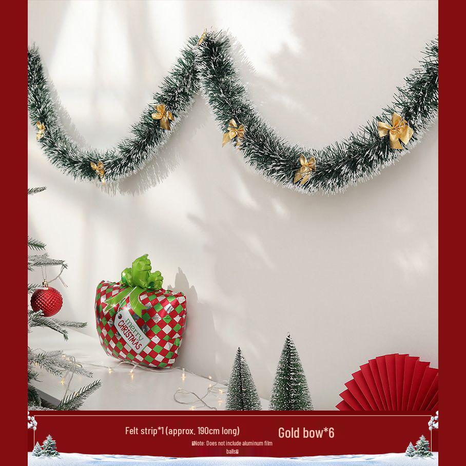 Christmas Decoration Garland: Ribbon, Leaves, Snowflakes, Tinsel, for Windows and Trees.