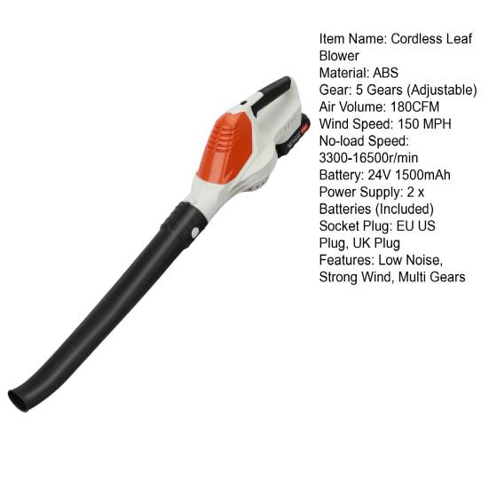 Handheld Leaf Blower Cordless Blower Electric with 2 Batteries and 1 Dust Charger 24V Battery Powered Blowers for Lawn Care Patio Yard