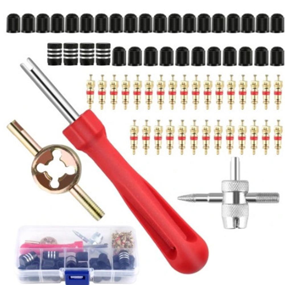 Slotted Handle Tire Valve Stem Core Remover Tire Valve Core Removal Tools Kit Valve Core Wrench Set Auto Motorcycle Accessories