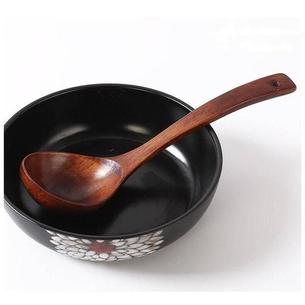 Kitchen Wooden Deep Cooking Spoon Wood Soup Porridge Ladle Scoop Spoon Utensil
