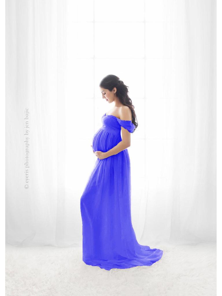 Robe Longue d'Photographie de Maternité à Ouverture Devant