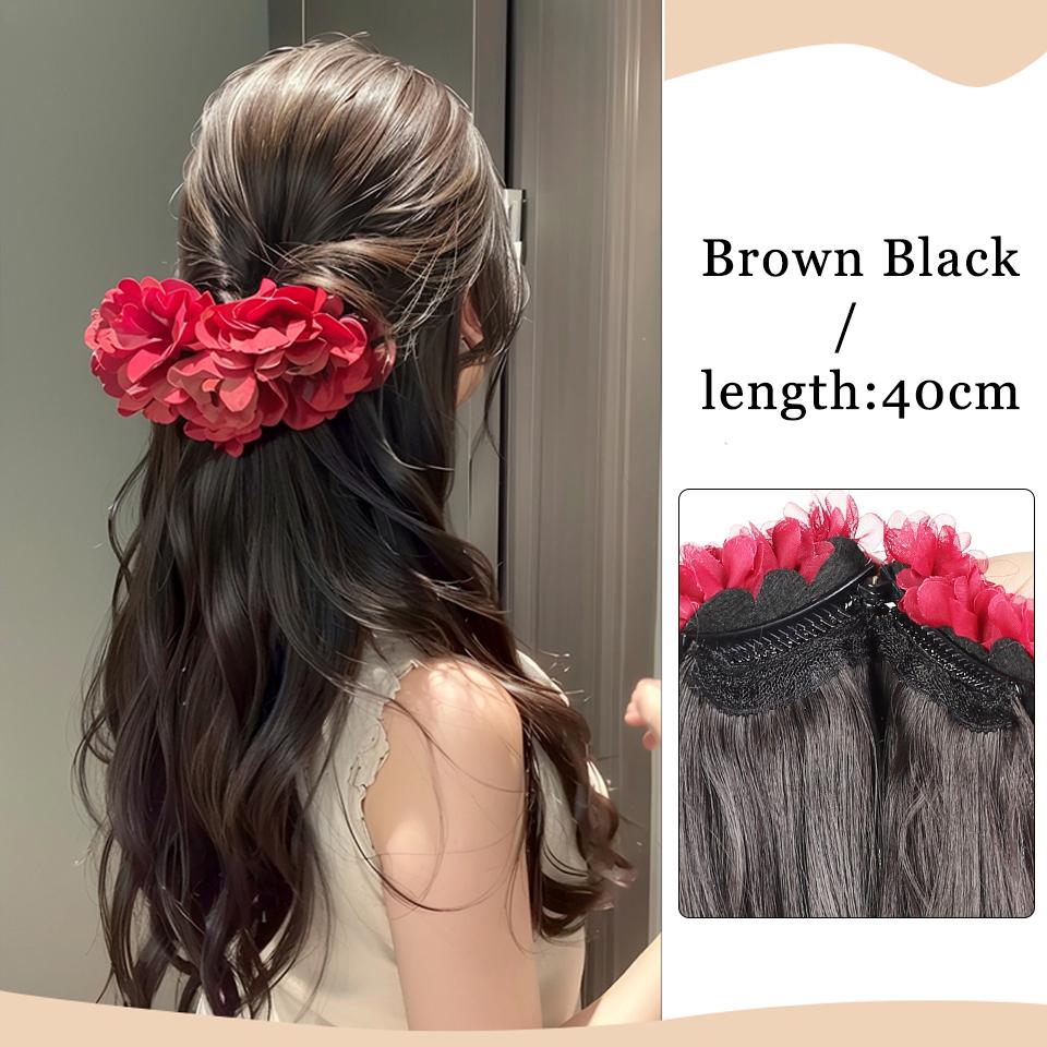 

16 дюймов Новый винно-красный клип-банан Хвост Синтетический Вьющийся Волнистый Хвост на заколке Наращивание волос с волной тела Клипса для ежедневного парика