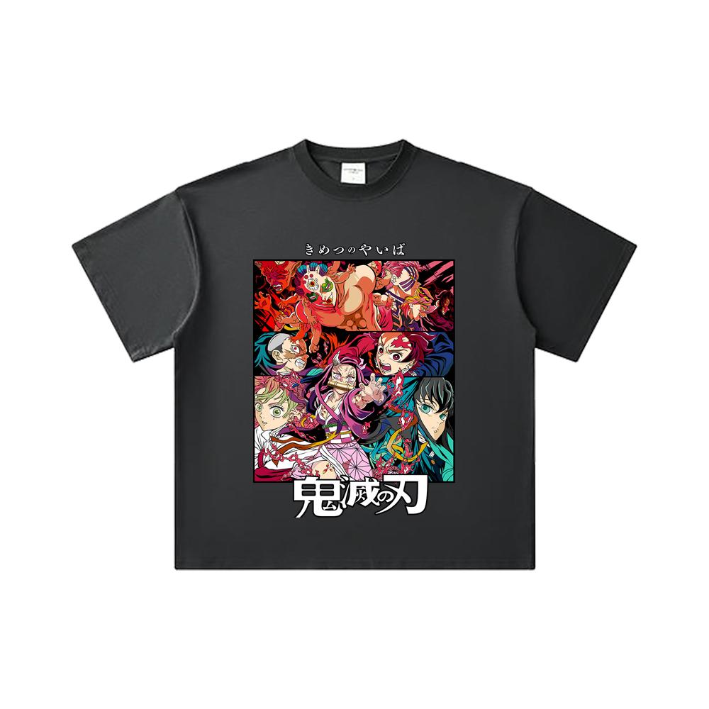 260 GSM Double Yarn 32 Count 100% Cotton Demon Slayer V26 Print Unisex Heavy Cotton T Shirt