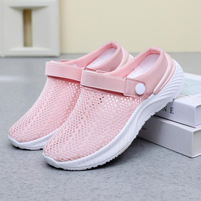 Summer women's breathable hollow mesh shoes one pedal lazy half drag hole shoes fashion casual beach women's sandals