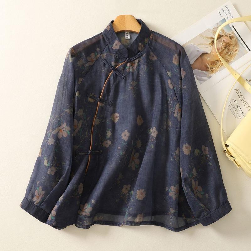 Женский пуловер с круглым вырезом, цветочным принтом, контрастными цветами, длинным рукавом, модная шифоновая рубашка, базовый топ L