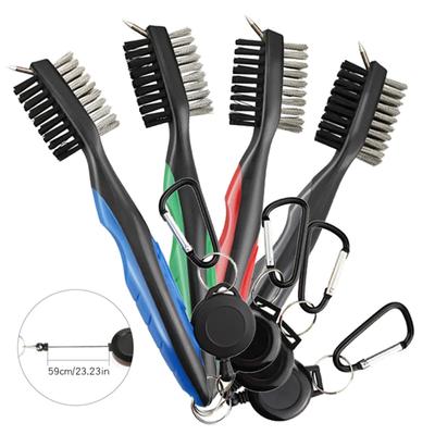 Golf Club Brush Groove Cleaner 2 ft zatahovací hliníková karabina na zip Lehká stylová Snadno se připojuje ke golfové tašce nové