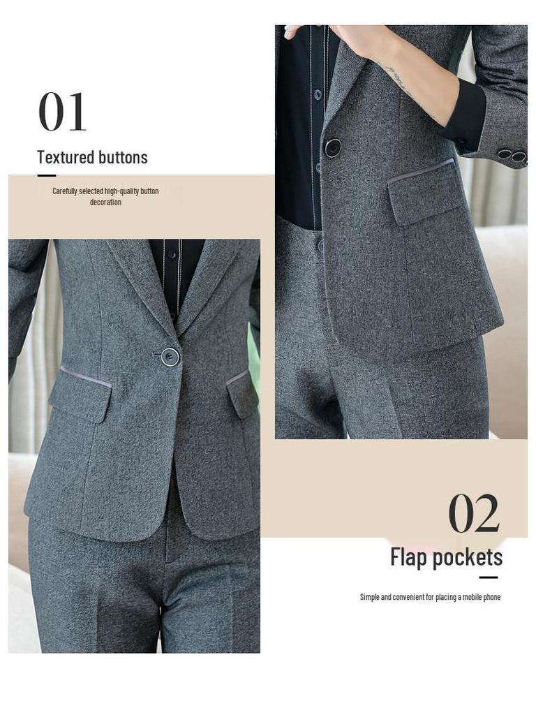 High-End Professional Women's Work Uniform Four-Piece Set - Autumn/Winter 8818