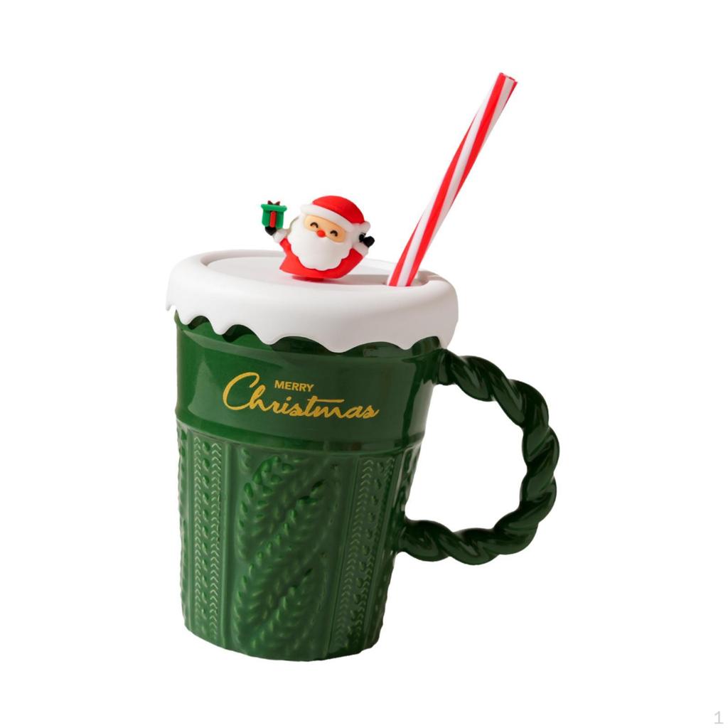 Christmas Ceramic Mug Creative Breakfast Water Cup Beverage Drinking Red