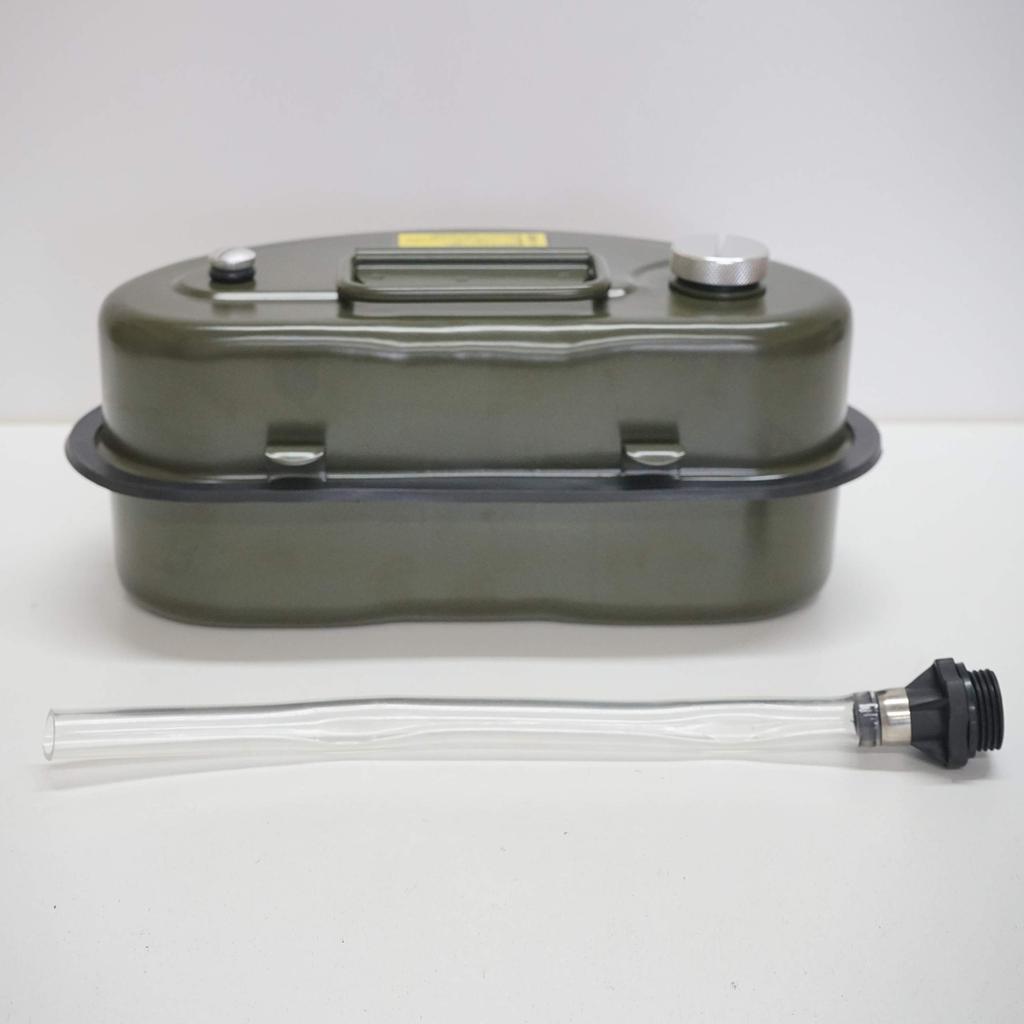 PLOW 3L Portable Gasoline Can, Fire Prevention Law Compliant, Steel, with Filling Nozzle, Green/Army Green Jerry Can (3L)