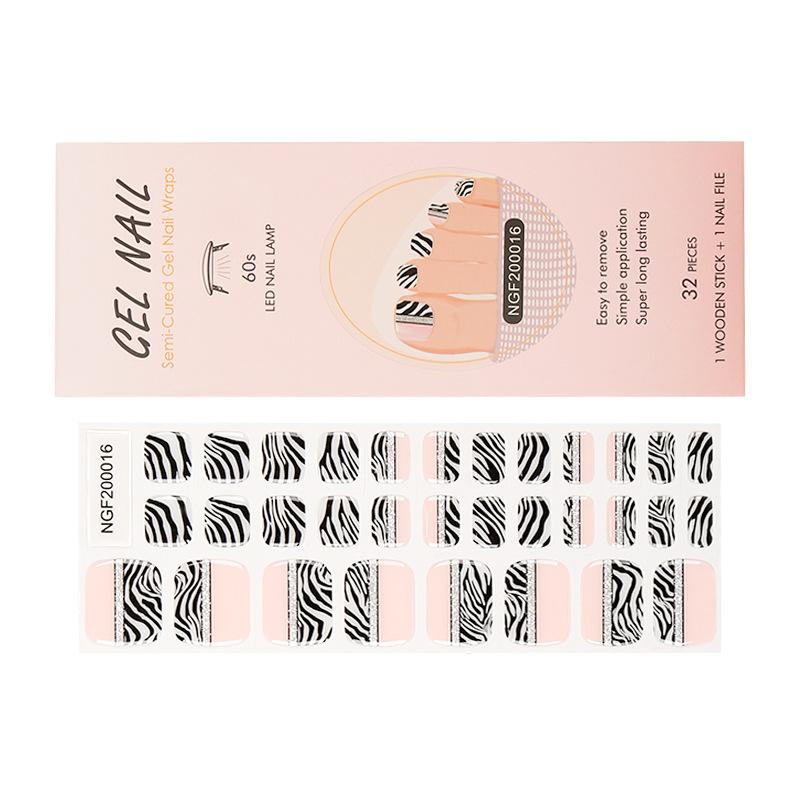 

Wearing Nail Gel Lamp Toenail Patch Black Striped Nail Polish Fingernail Patch Gel Nail Patch Gel Nail Patch NGF001