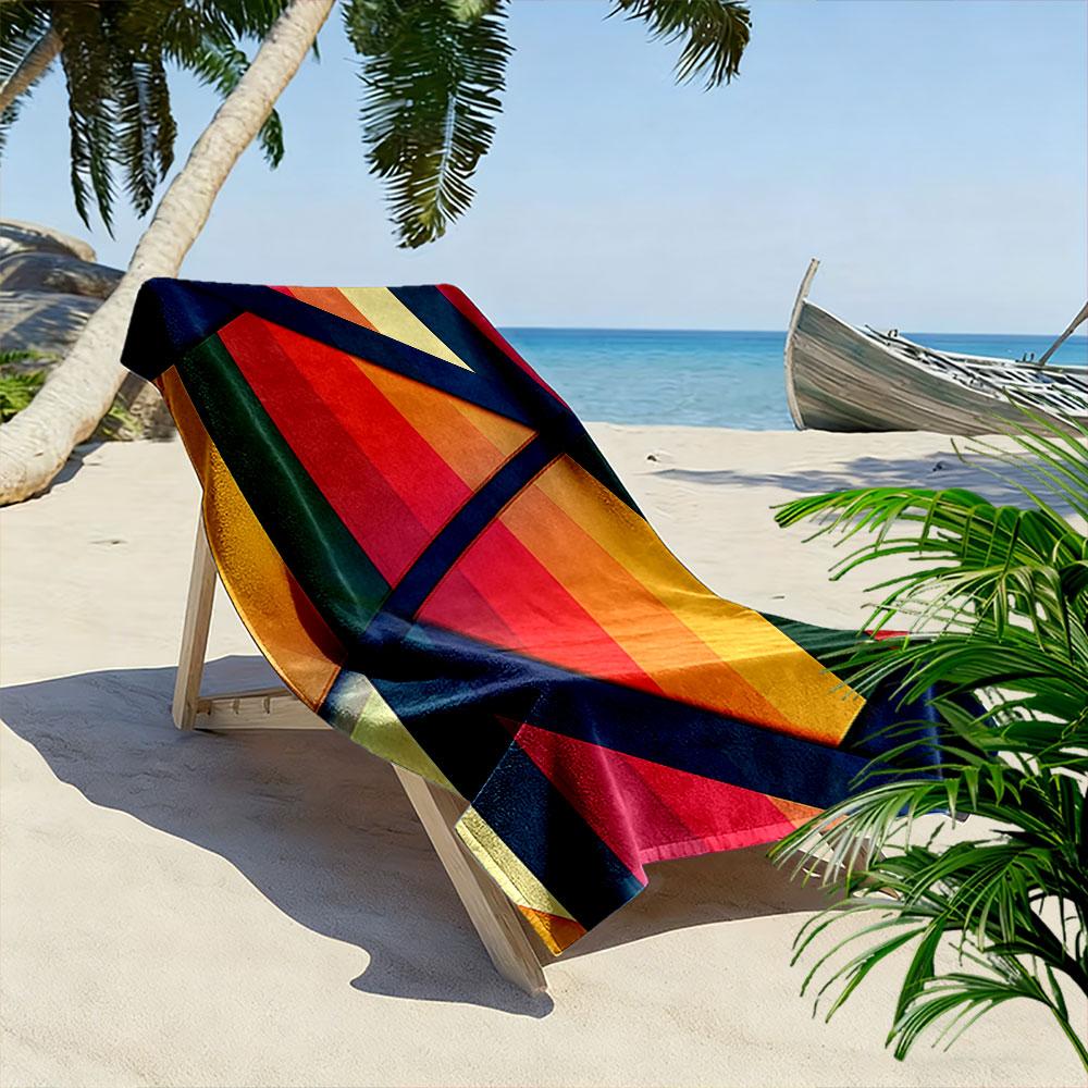 Colorful Geometric Pattern Towel Beach Towel Quick-drying for Travel Outdoor Sports Jogging Beach and Swimming