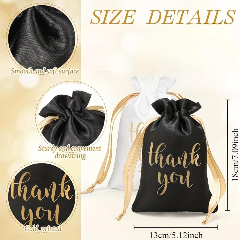 10pcs, Satin Thank You Gift Bags with Drawstring - Perfect for Weddings, Bridal Showers, Youngsters & Birthday Parties, 13x18 Cm