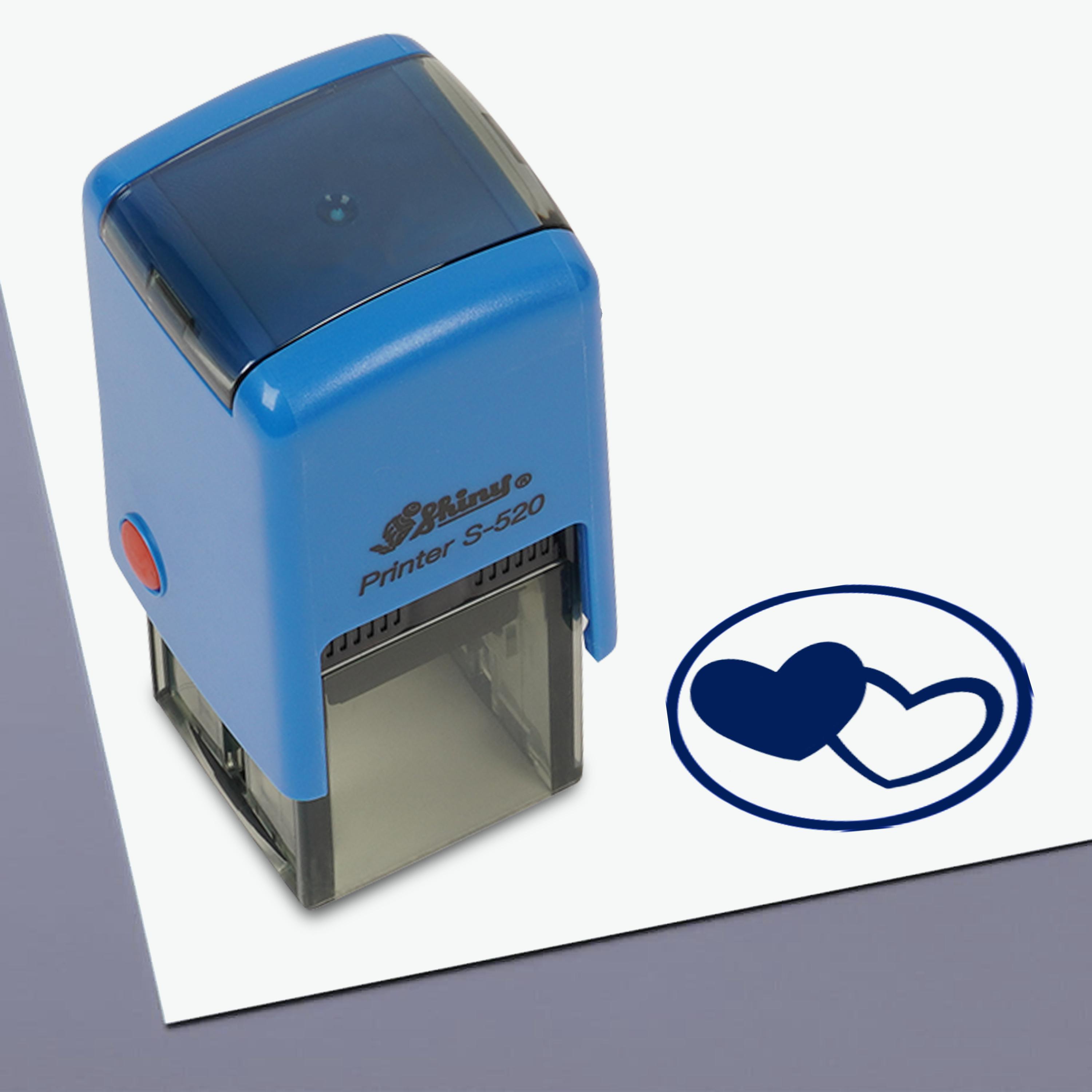 

HEART SHAPE Round Self Inking Kids Teacher Stamp Personalized Custom Shiny 20mm Rubber Mini Blue - 20mm синій