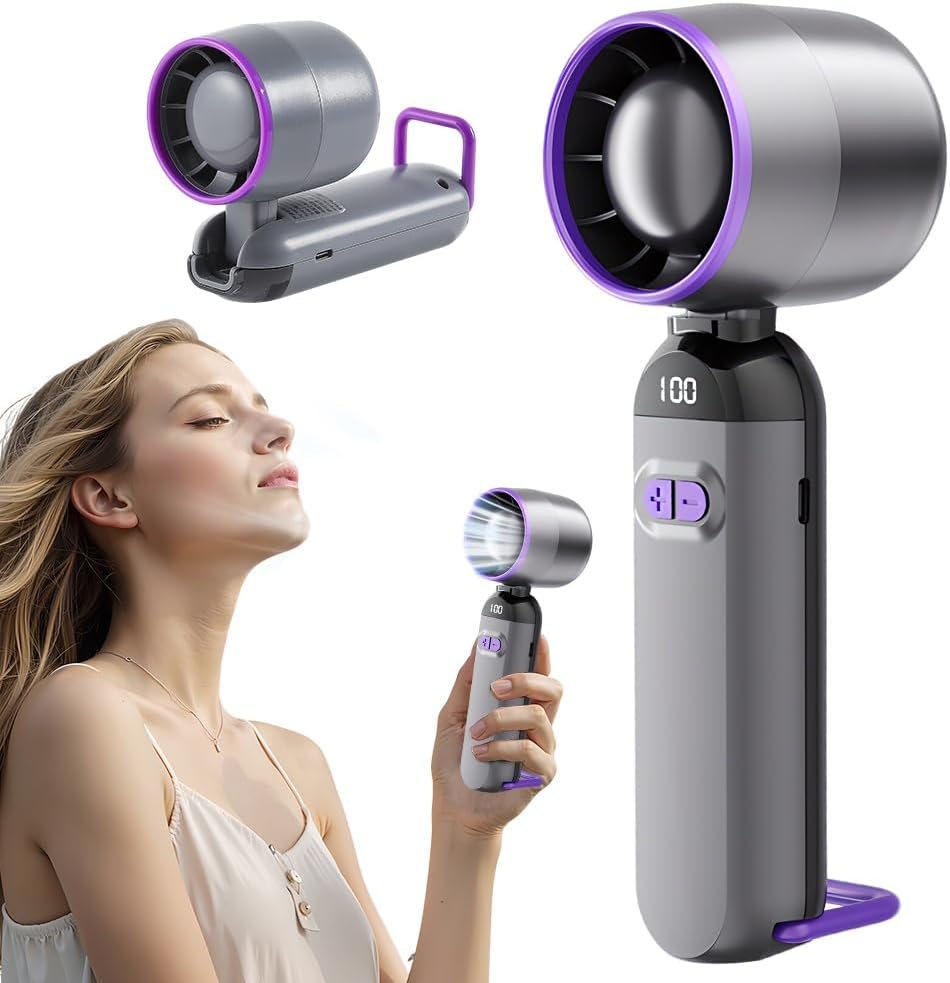 Turbo Fan Portable Handheld Fan 5 Gear Wind Battery Operated Personal Fans for Concerts Cruise Makeup for Outdoor Activities