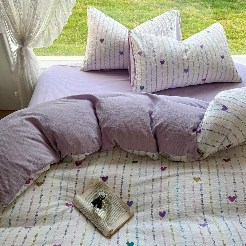 

Весенне-летний комплект из четырех предметов класса А для беременных и младенцев из стиранного хлопка для общежития, чисто хлопковое односпальное покрывало, шапка на кровать, постельное белье 2.0m Sheet 4pc quilt 2*2.4m