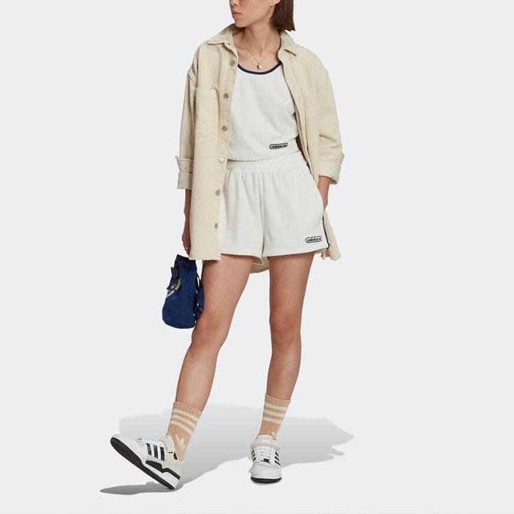 Adidas Originals Logo Embroidered High-Waisted Shorts Women shorts White HL6583