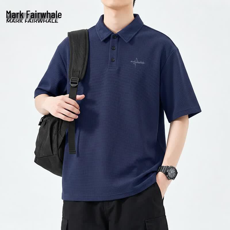 Mark Fairwhale Men's Waffle Knit Short Sleeve Polo Shirt