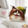 pc Cute Oil Painting Cat Animal Bird Pillow Case Fashion Square Pillowcase Bedroom Sofa Room Ins Decoration Leisure