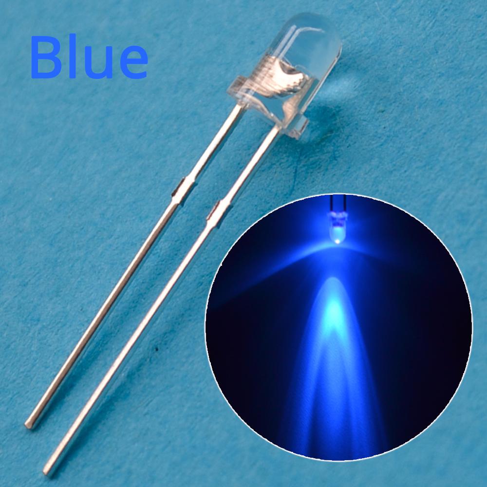 100Pcs White Blue Red Yellow Green 5mm 3mm Round LED Assortment Kit Ultra Super Bright Light Emitting 6000-6500k Diode Bulb Lamp
