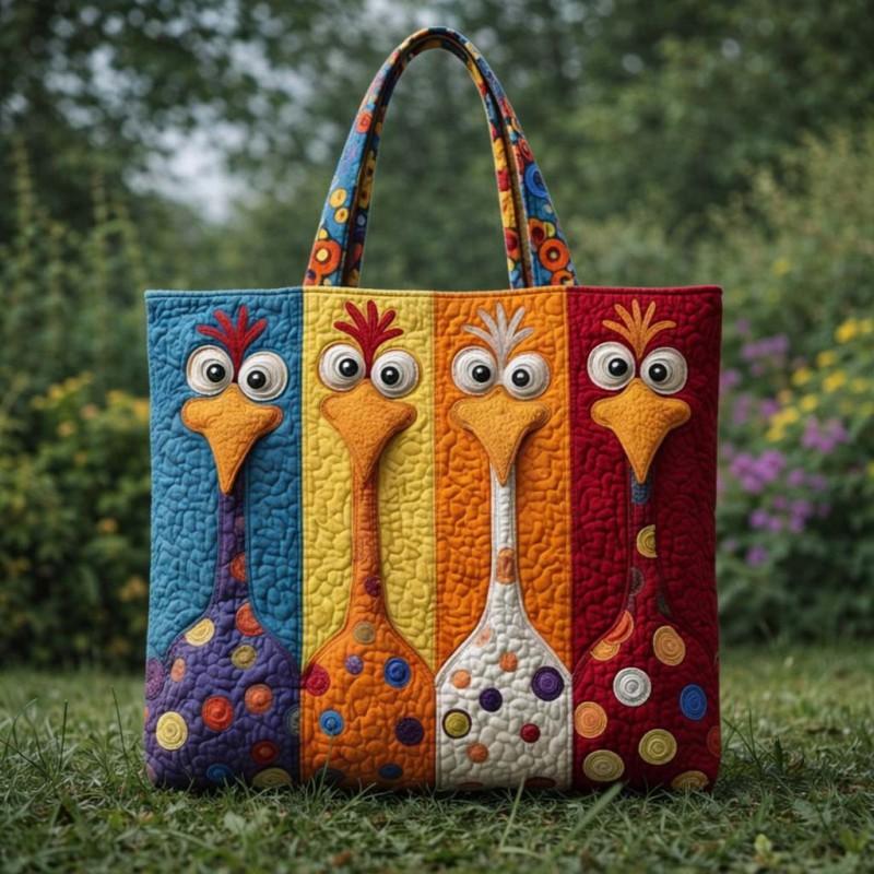 Chick Print Tote Bag 600D Oxford Cloth Shoulder Daily Use
