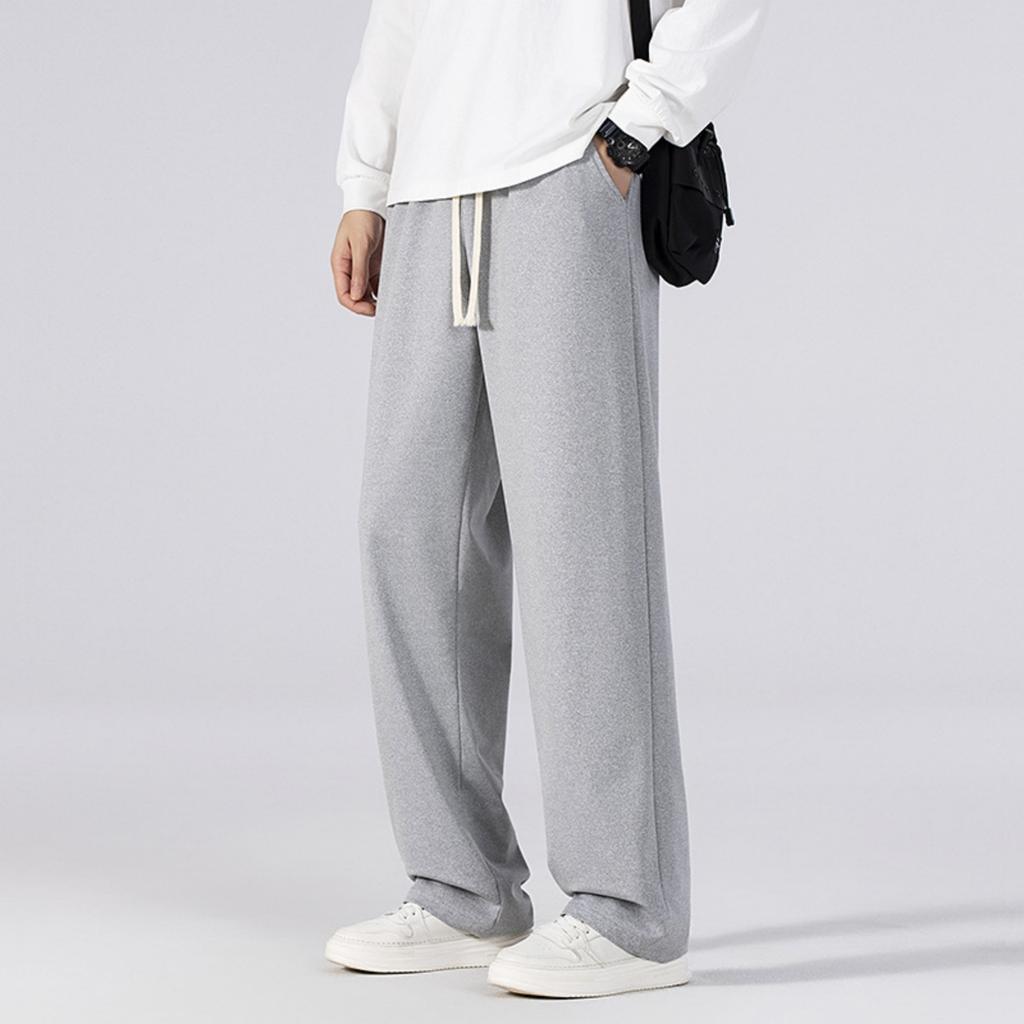 Men's Casual Slim Fit Athletic Pants Elastic Waistband with Drawstring Adjustable Waist Straight Leg Long Trousers for Everyday Wear