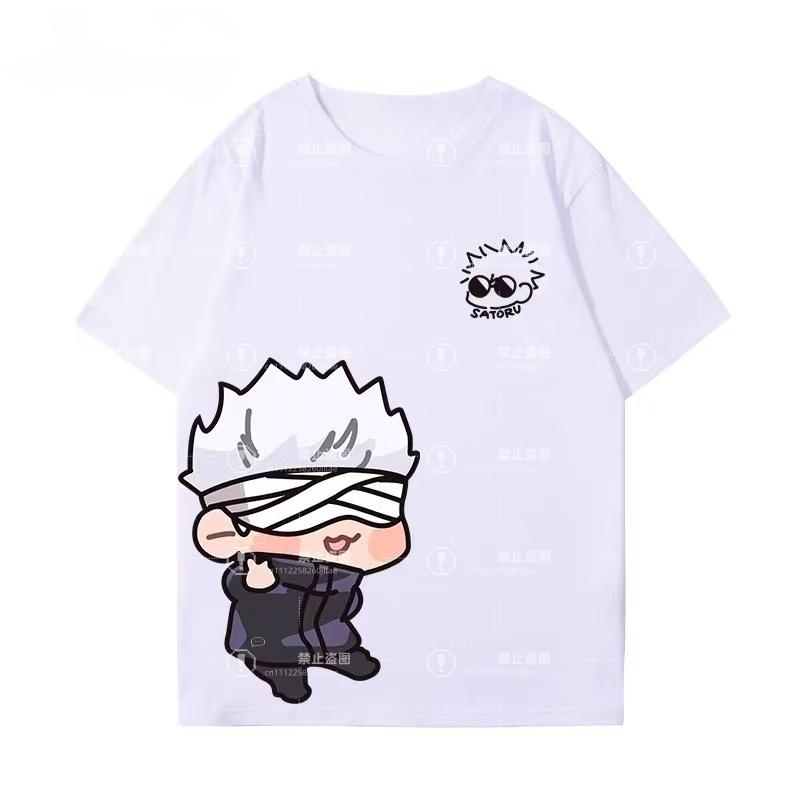Anime Jujutsu Kaisen Gojo Satoru T-shirt with cute Q print, unisex, oversize, casual, short sleeve, streetwear, high quality