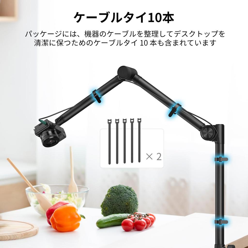 SmallRig Überkopf-Schreibtisch-Kamerahalterung mit Dämpfungs-Auslegerarm und Tisch-Drehbarem Kugel-Tischplatte 2kg Max. Traglast für und Live-Streaming 3-Abschnitts-Halterung,