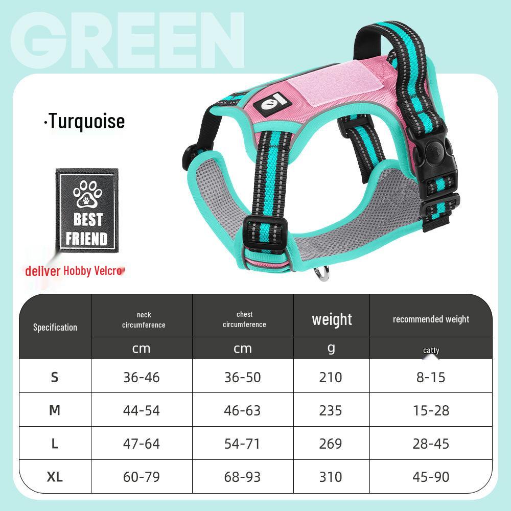 Large Dog Vest-Style Harness with Velcro & Shock-Resistant Leash
