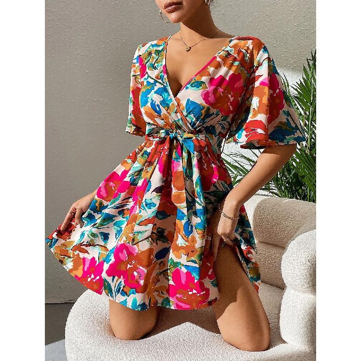 

Женское короткое весенне-летнее платье-футляр, сексуальное, модное, повседневное, для отдыха, с короткими рукавами, атласное, на подтяжках XXL розы красного