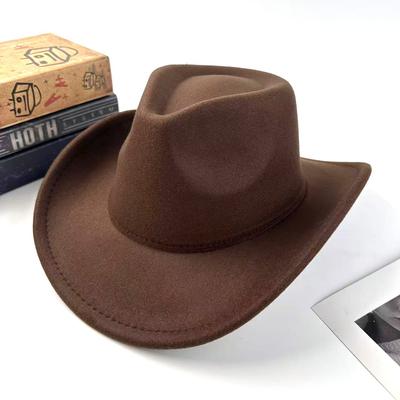 Casquette à visière Printemps et Été, Laine Style Européen et Américain, Chapeau de Cowboy Western, Chapeau haut de forme bouclé Style Ethnique pour Hommes et Femmes, Chapeau Jazz