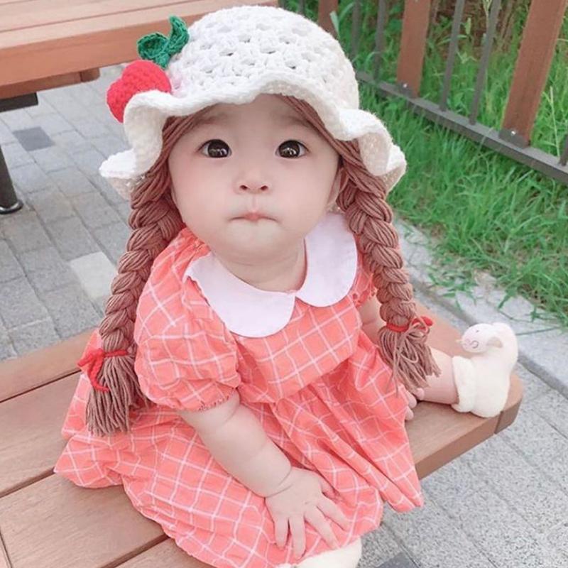 Winter Warm Girls Baby Cute Handmade Twist Ear Protection Wool Hat Children Children Clothing Headwear Cap 2-4Y
