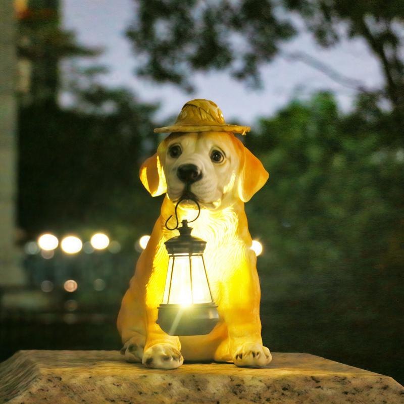 Solar Dog Sculpture Ornament Night Light Outdoor Waterproof Garden Decoration Creative Lawn Landscape Light As a Gift