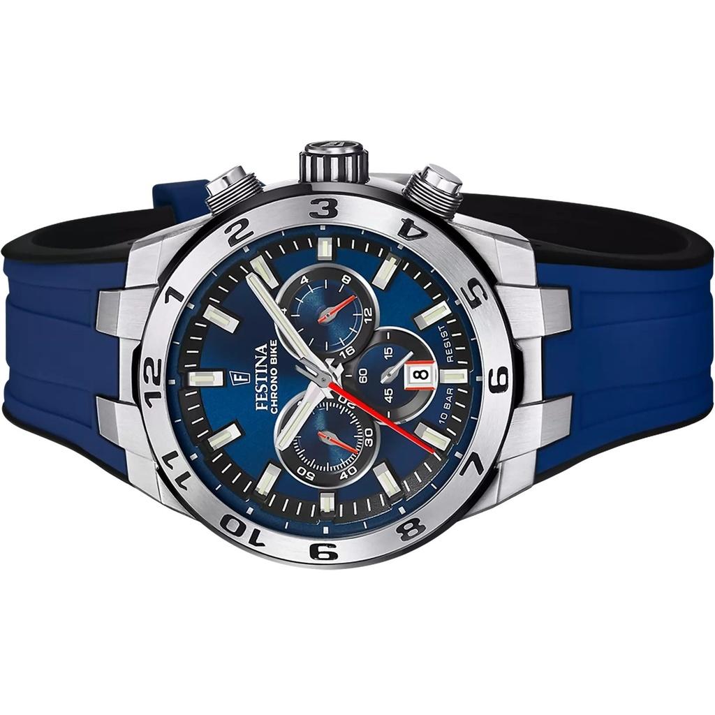 FESTINA Chrono Bike Kautschukarmband Blaues Zifferblatt Quarz F20671-1 100M Herrenuhr