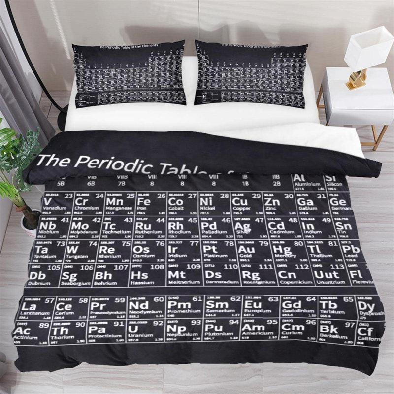 Periodic Table Of Elements Duvet Cover Science Bedding Set Microfiber Chemistry Lovers Learning Image For Kids Teens Adult Decor