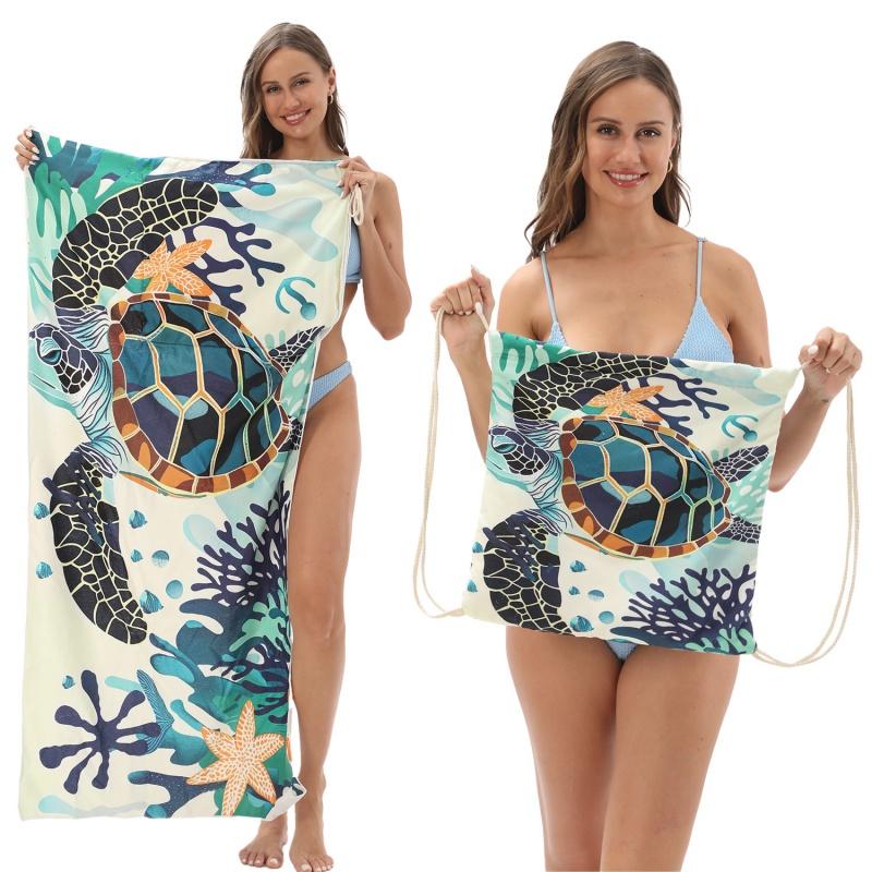 Toalla de playa de tortuga, antiincrustante, antiarena, de secado rápido, multifuncional, para viajes y natación, 1 unidad