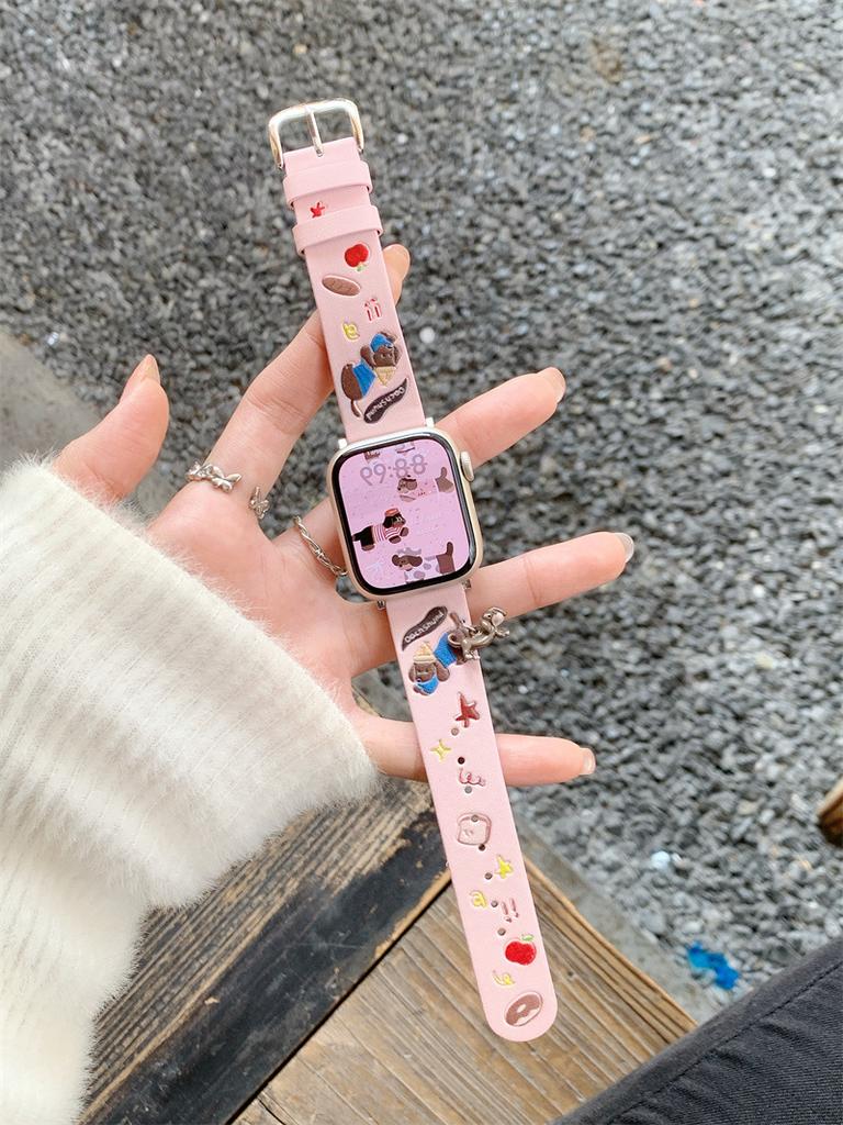 For Apple S11 Watch 10 Strap iwatch987se Dachshund Pendant Leather Huawei fit4 Xiaomi