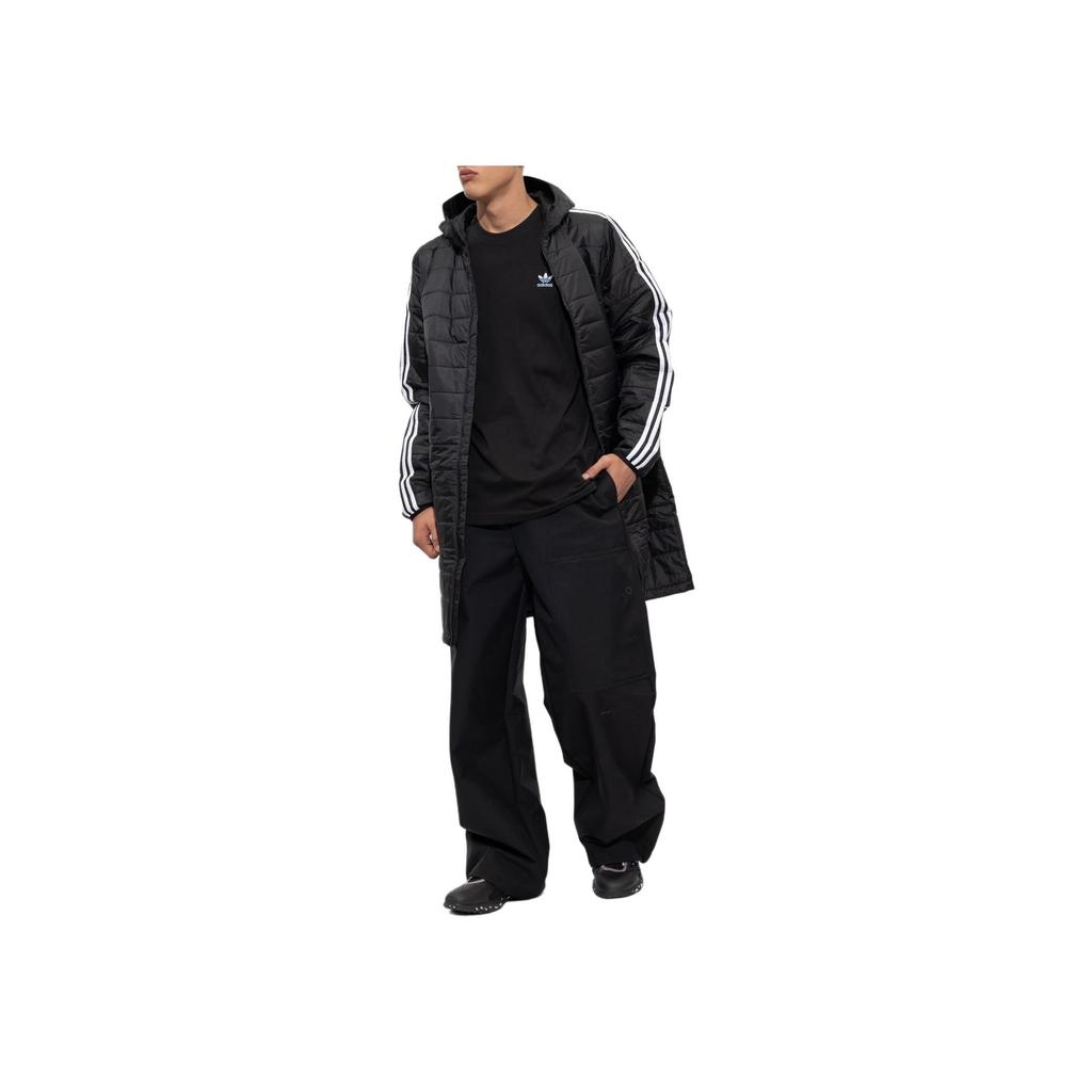 Adidas Originals Trefoil Logo Embroidered Stripe Mid-Length Jacket Men Outerwear Black HM2461