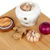 1 szt. Biały ceramiczny słoik do przechowywania czosnku z bambusową pokrywką, wentylowany pusty design, idealny do przechowywania i organizacji czosnku, imbiru w kuchni