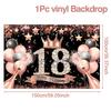 Rose Gold Birthday Party Banner Photography Background, Pink Girl's 18th Birthday Party Decoration Photography Studio Background