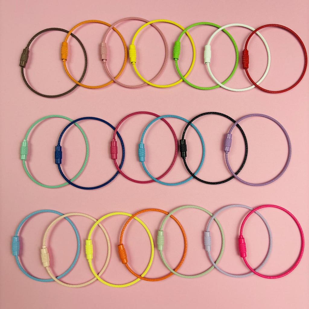 Punktfärgad Emaljerad Ståltrådsring, Målad/Rostfri Stålring, Repspänne, Godisfärgad Ståltrådsrep