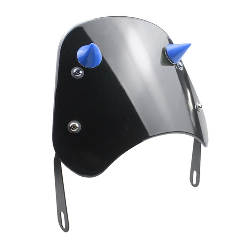 

Front Windscreen Motorcycle Windscreen Easy Installation Wind Deflector Windshield with Horn Motorbike Accessories синий