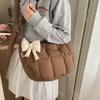 Korean Style Puffer Cloud Shoulder Bag Bow Pendant Dumpling Bag Casual Nylon Quilted Handbag  Daily