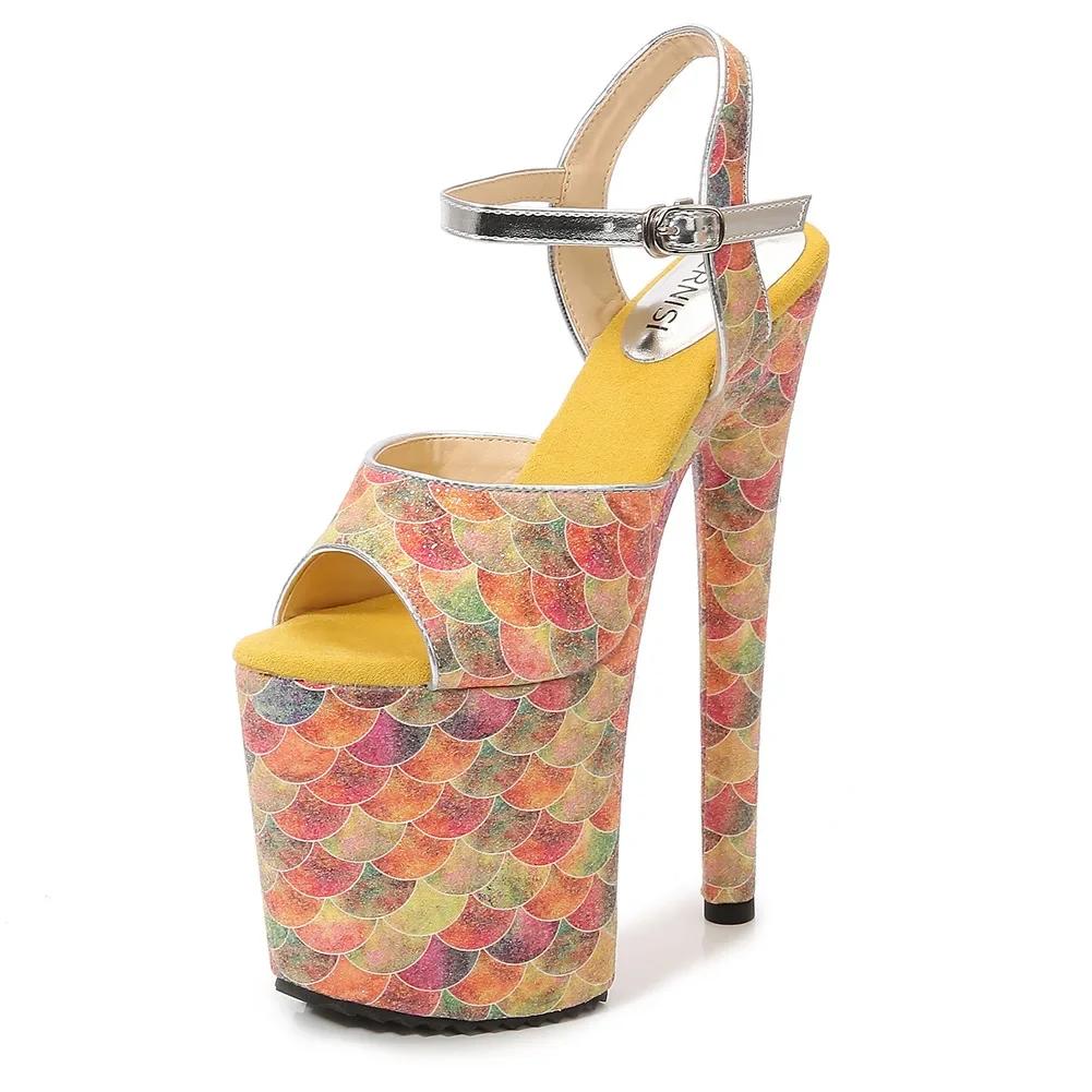 Fashion Roman Hollow Black Patent Leather Stripper 20CM Women's Sandals Shallow Summer High Heeled Shoes Office Lady Work Sexy Elegant