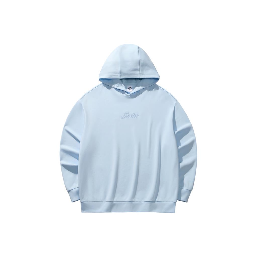 Anta Hooded Campus Casual Loose Sports Fashion Versatile City Commuting Knitted Couple Sweatshirt Unisex sweatshirt Frosted-Blue 972618705-8